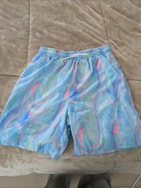 Kids Pastel Swirl Swim Trunks - Blue/Pink